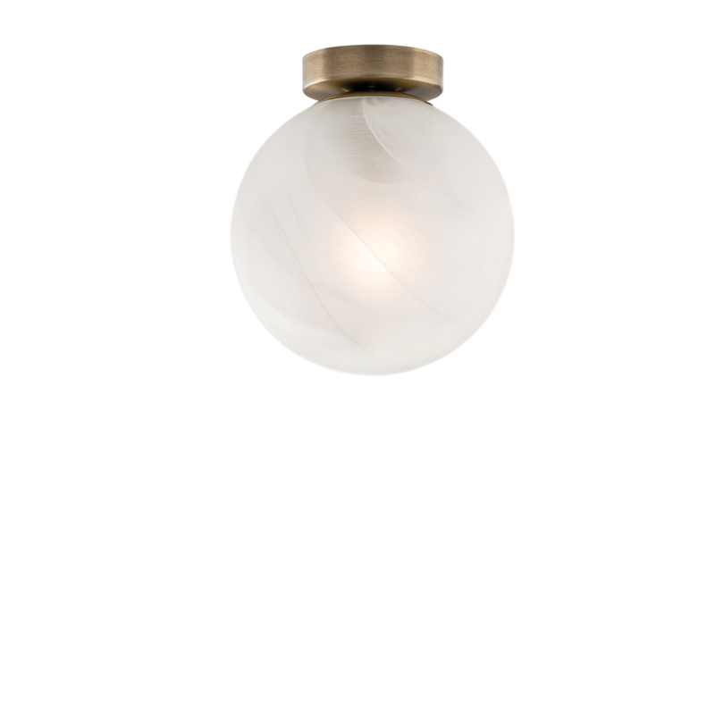Plafoniera in ferro cromo nero 1 luce con sfera dm.20 H.23 - Ø20