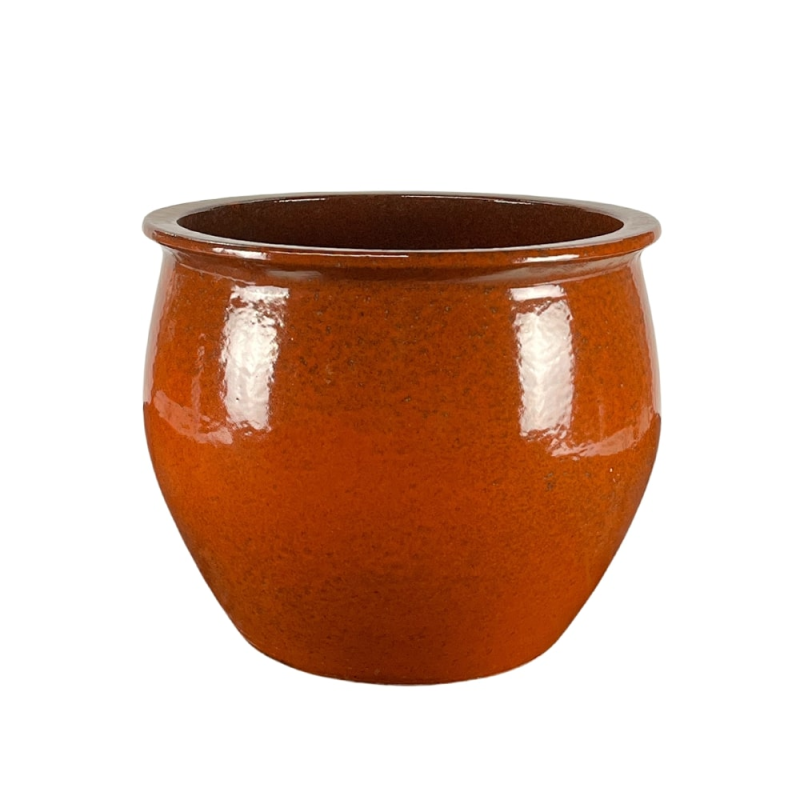 Donica ceramiczna Provencelia NEWTON Pomarańczowy, sred.44 x H35 cm, mrozoodporna, rękodzieło, szkliwiona