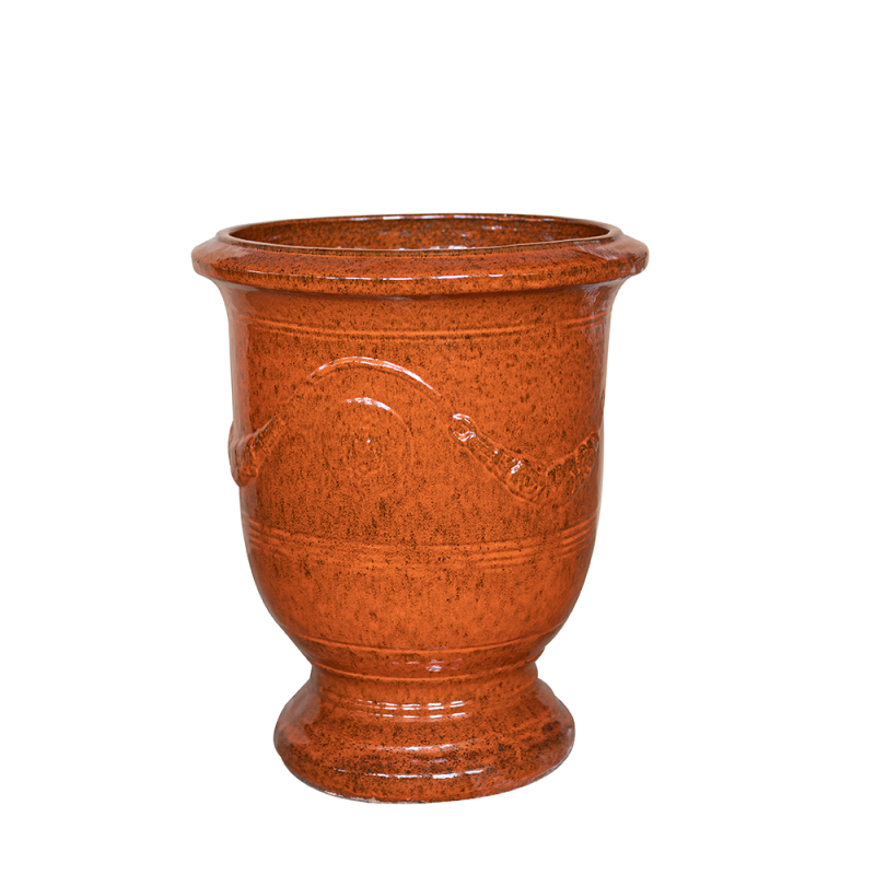 Donica ceramiczna Provencelia RICHELIEU Pomarańczowy, sred.35 x H42 cm, mrozoodporna, rękodzieło, szkliwiona