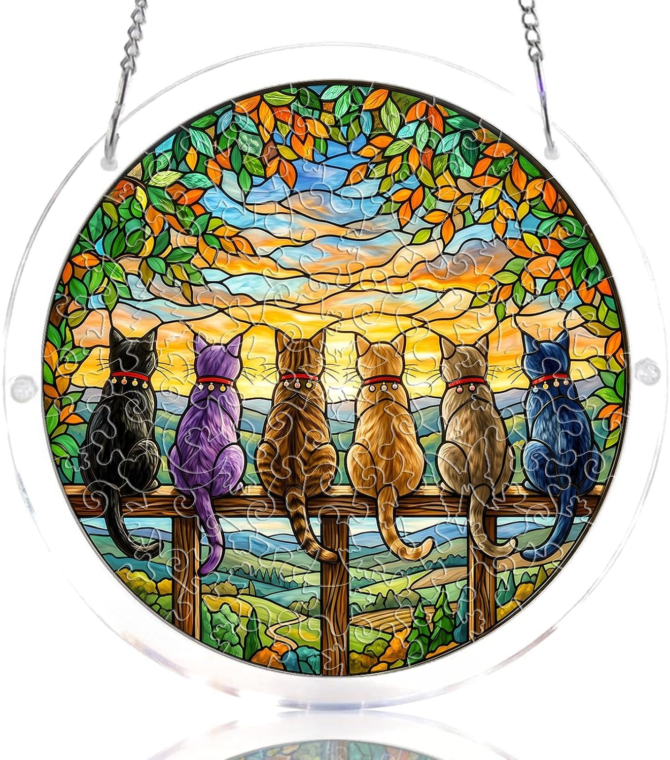 akryl puzzle dekor. łapiąca światło 83 szt. DIY witraż Sun chwytacz Puzzles zestaw do dla dorosłych unisex dekor. wisząca na okno do ogród drzwi