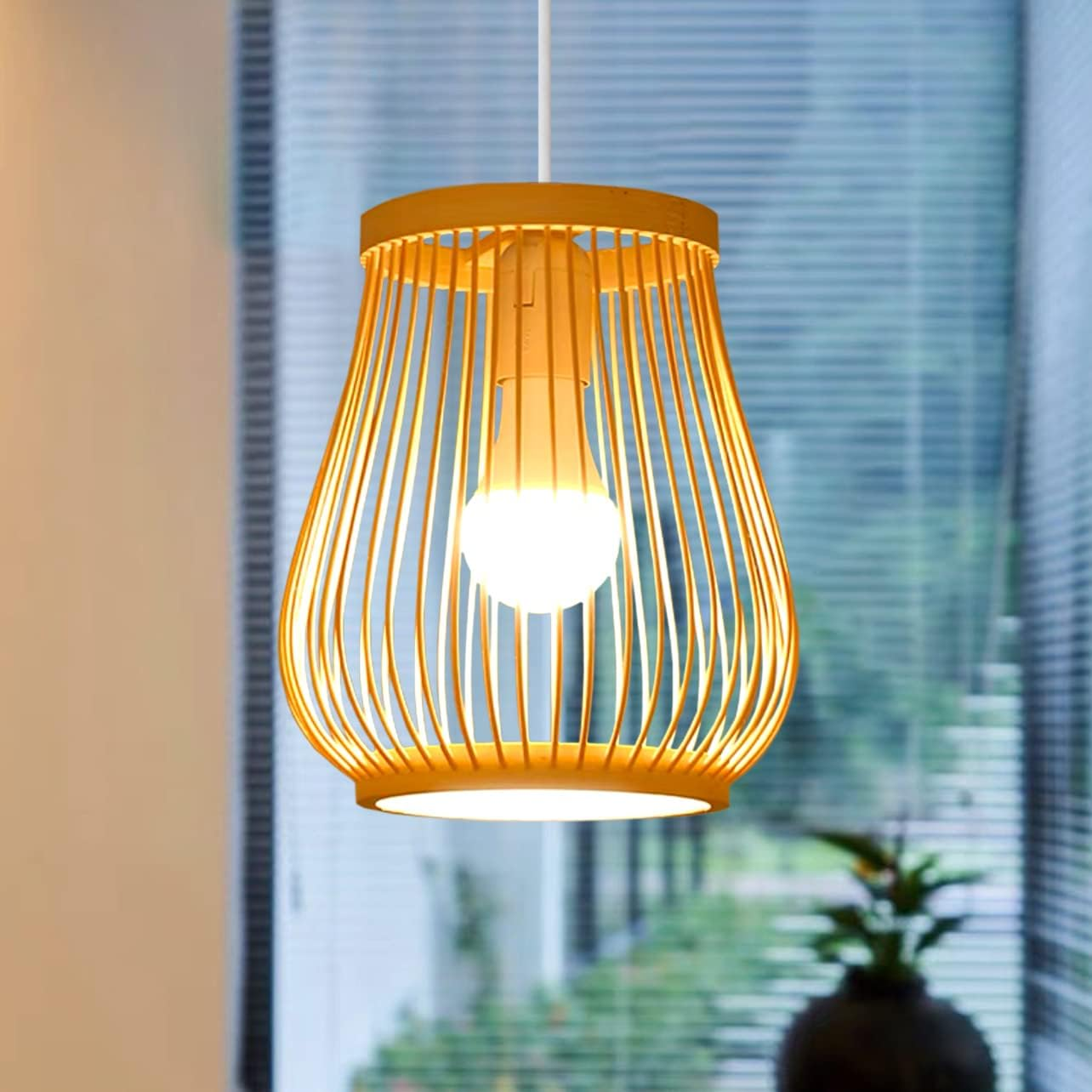 Żyrandol, Plafon, Rustykalna lampa wisząca, Lampy wiszące z żarówką, Ciepłe światło 3000K, Regulowana wysokość, φ20cm