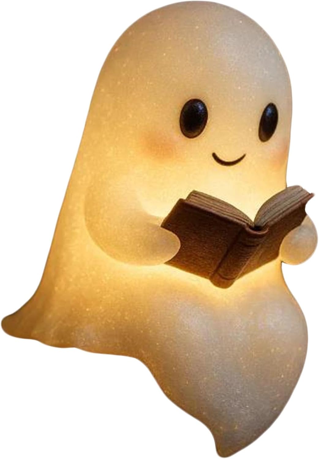 Urocza lampa do czytania w kształcie ducha, trójwymiarowa siedząca dekoracja na Halloween, mała lampka nocna LED, jasna lampa do wnętrz w kształcie f