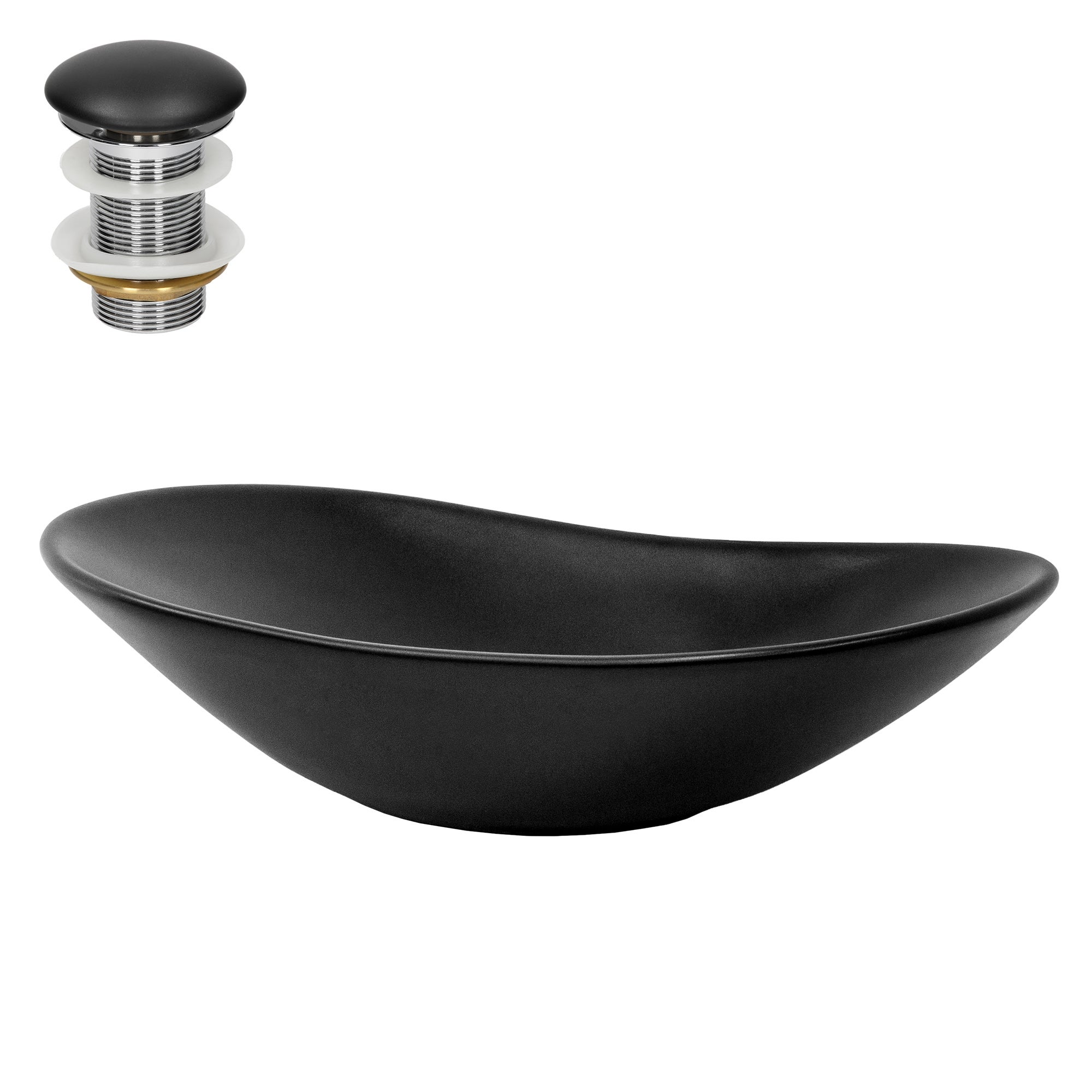 ML-Design Umywalka ceramiczna w kolorze czarnym matowym 63 x 36 x 15,5 cm z odplywem