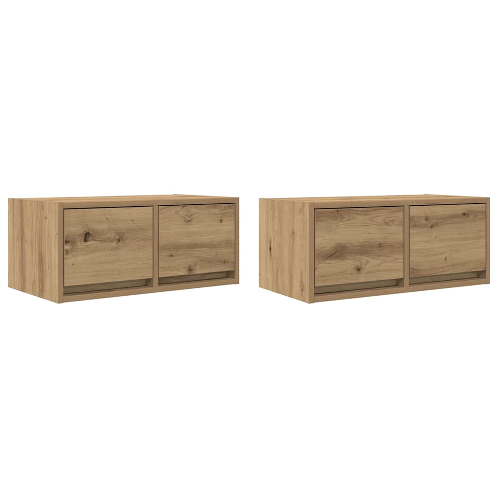 Szafki RTV 2 szt. Dąb Artisan 60x31x25,5 cm Drewno klejone