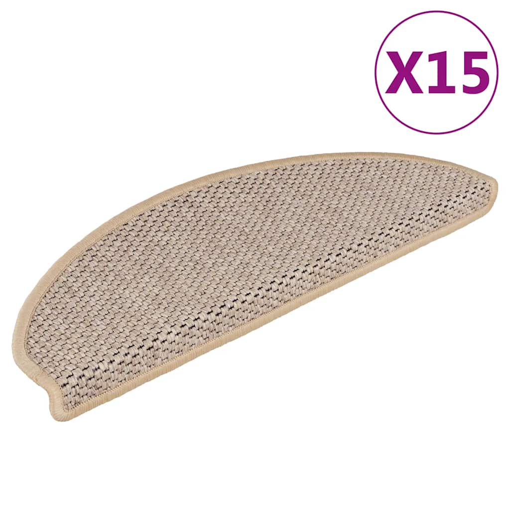Samoprzylepne nakładki na schody, 15 szt., 65x21x4 cm, beżowe vidaXL