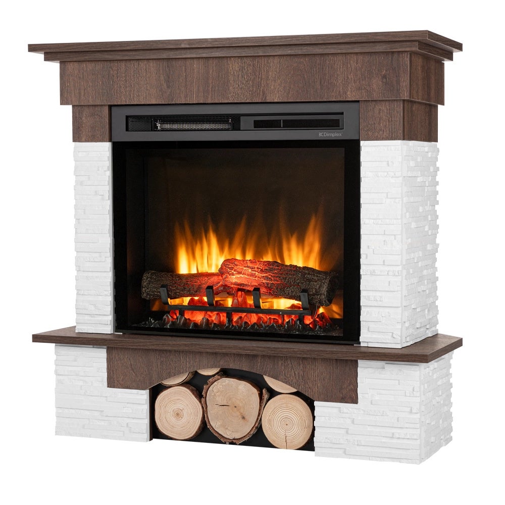 Kominek elektryczny narożny 23" XHD grzewczy LED 1400W dekor orzech pilot Warmtec Porto