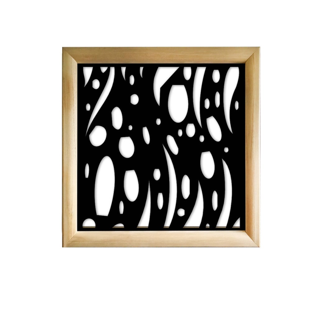 MISTRAL - Kwadratowe moduły dekoracyjne z drewna i PVC - Rozmiar 48x48 cm - Grubość 47 mm - Kolor wewnętrzny CZARNY