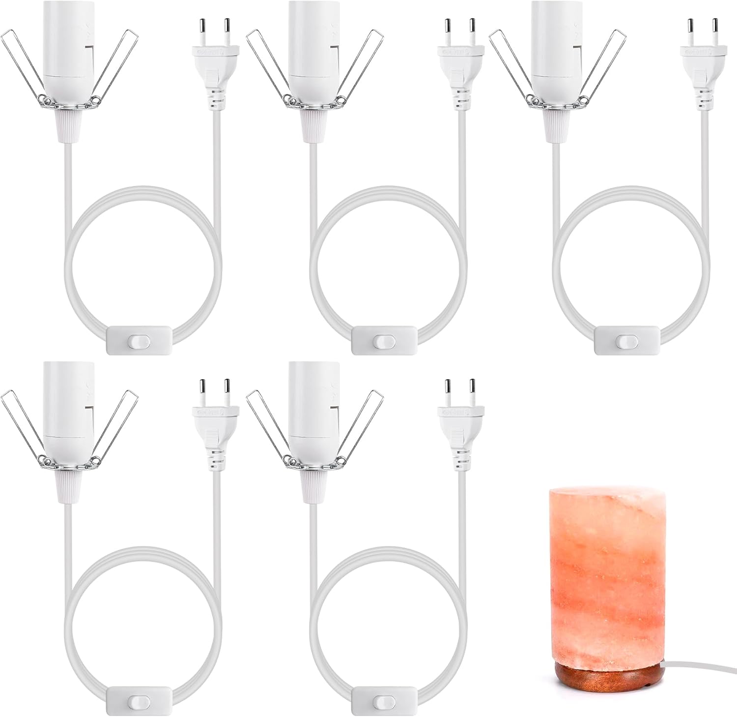 5 gniazd E14 z wyłącznikiem, kabel 1,8 m z wyłącznikiem do lamp solnych, lamp wiszących, lamp sufitowych i żyrandoli