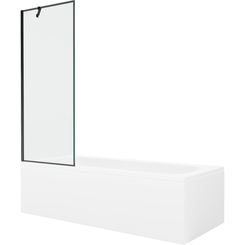 Mexen Vega wanna prostokątna 170 x 70 cm z obudową i parawanem 1-skrzydłowym 70 cm, czarny wzór - 550117070X9507007070
