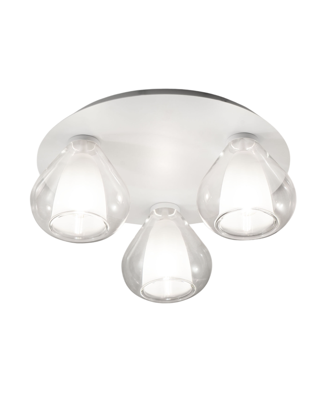 Lila - Okrągła lampa sufitowa śr 40 cm Fabas Luce - Kinkiet z 3 żarówkami LED E27 MAX 40W - Przezroczysta