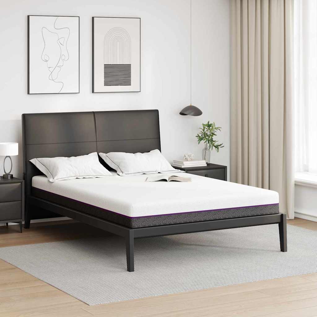 Materac z pianki memory Średni 140 x 200 cm 16 cm Biały i szary vidaXL