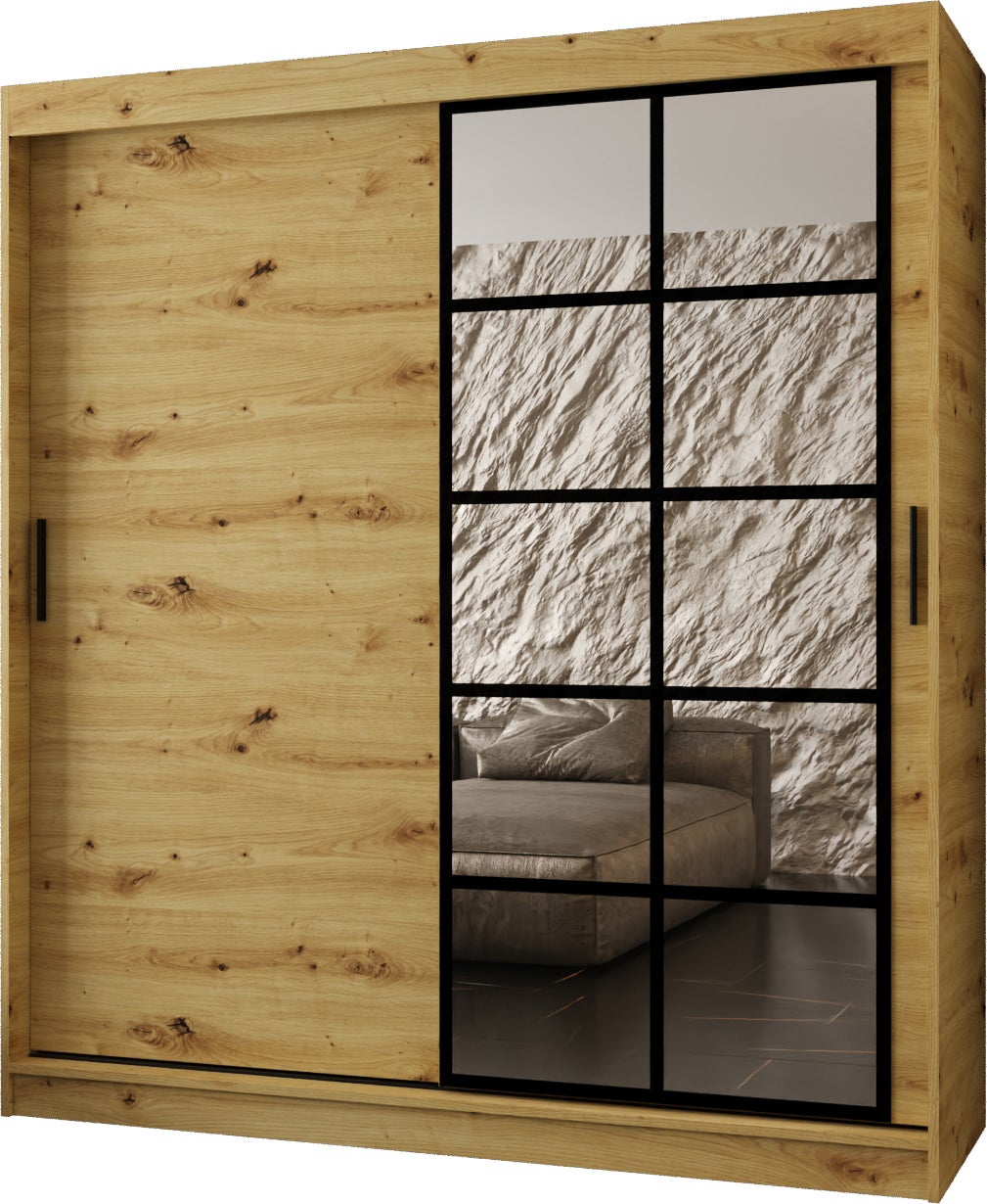 Szafa przesuwna z lustrem ORLANDO 180 x 62 x 200 artisan + u. czarny