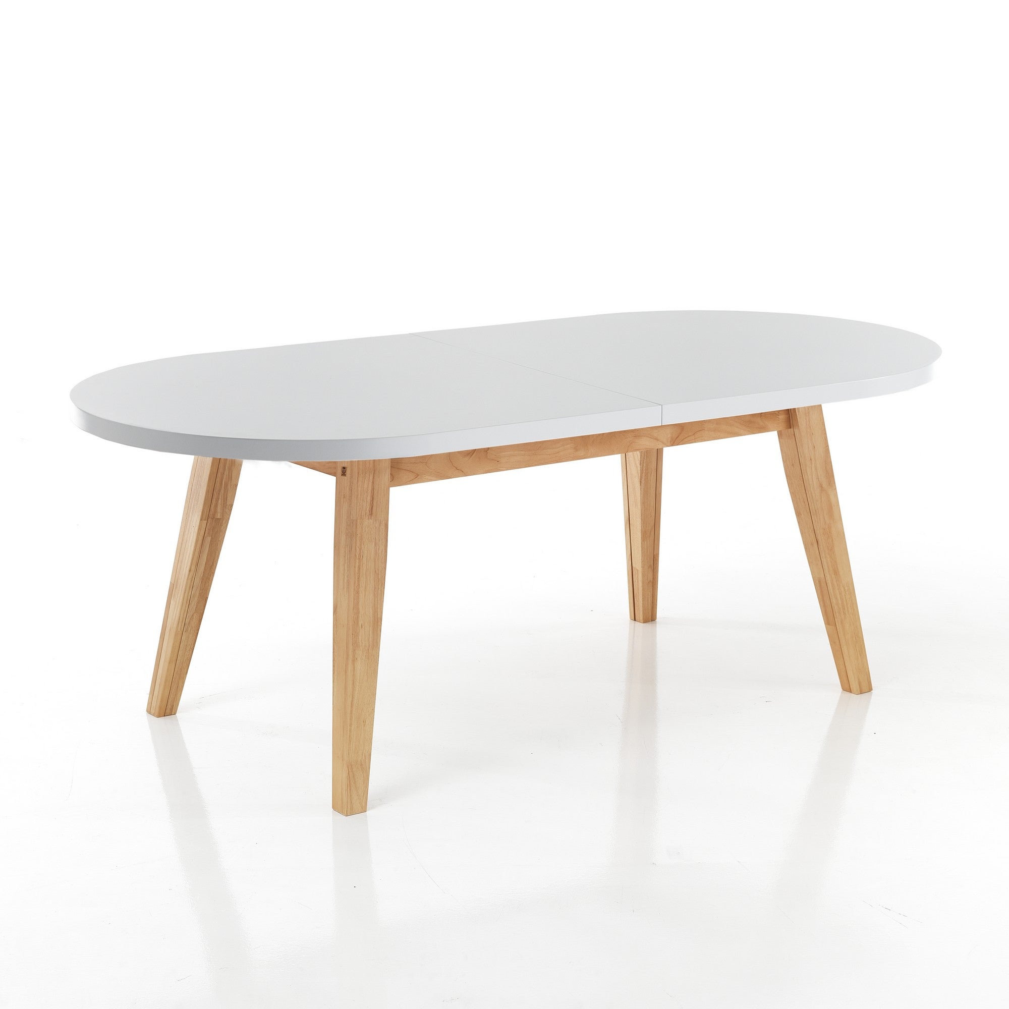 Stół jadalny rozkładany JOKER OVAL, MDF biały, lite drewno dębowe, 180/300 cm