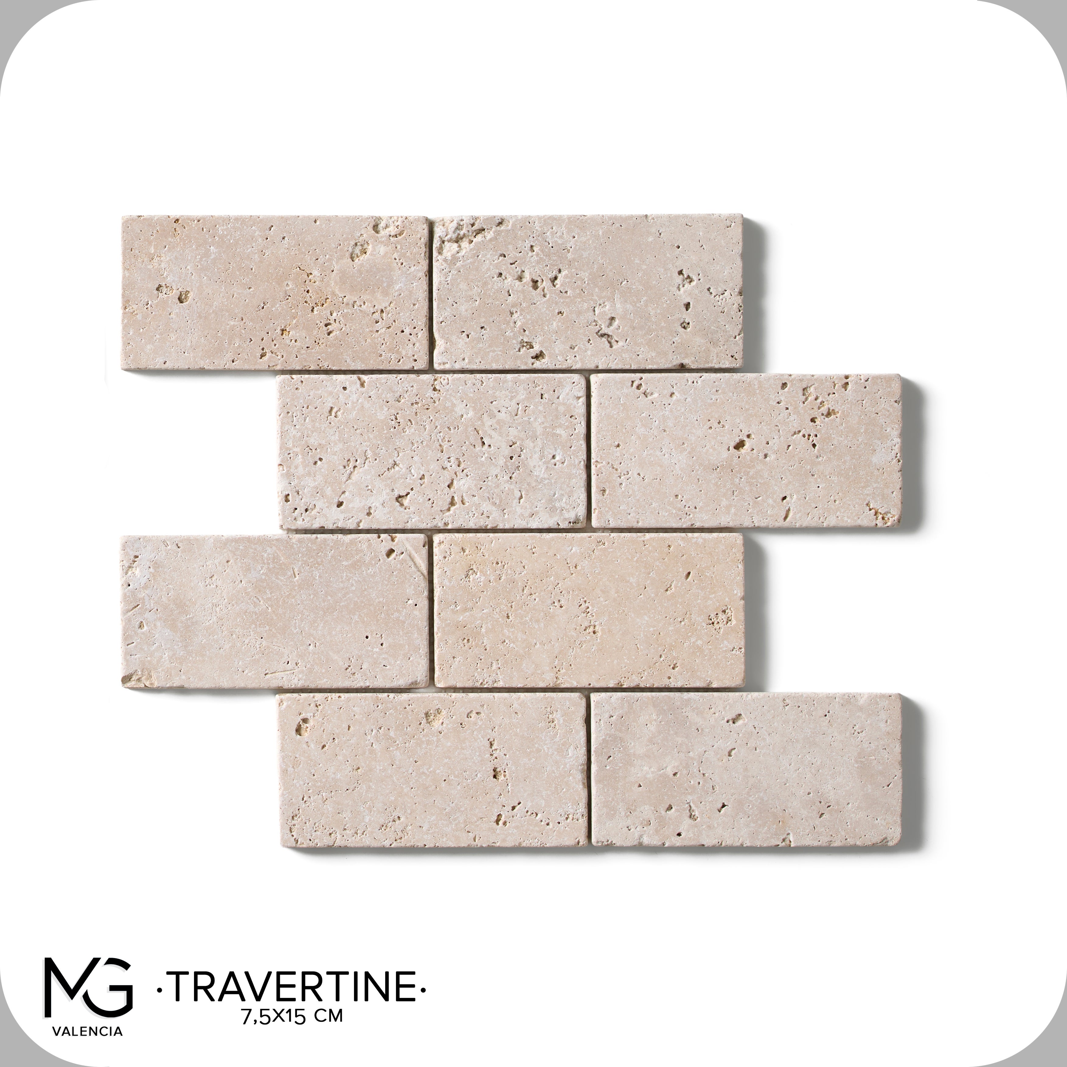 Mozaika z naturalnego trawertynu 30 x 30 cm | TRAVERTINE 7,5x15 | (Opakowanie 11 siatek = 1 m²)
