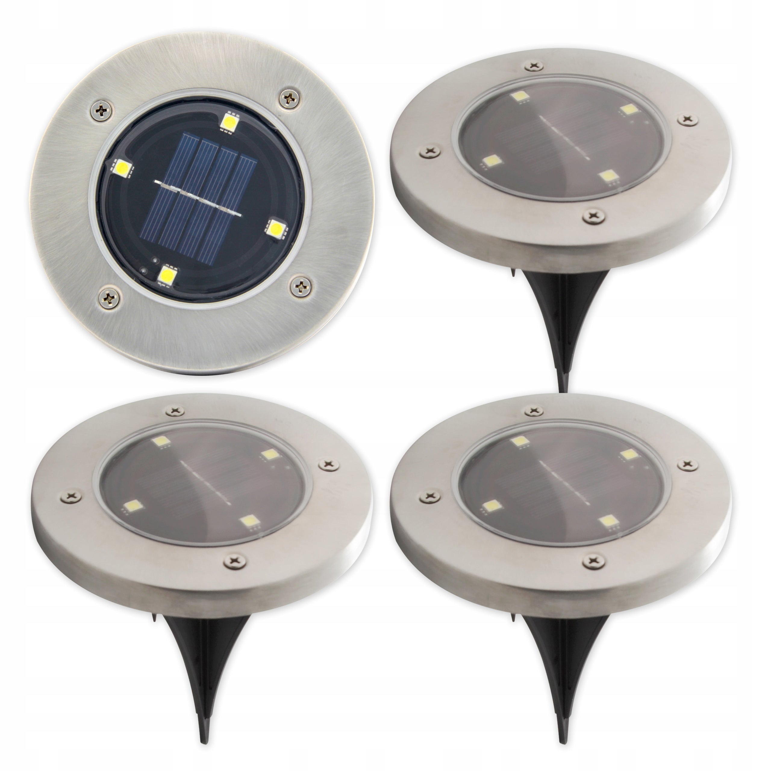 Lampa solarna LED 4szt ogrodowa wbijana 4xSMD IP54 5500-6000K zimna biel czujnik zmierzchu MasterLED