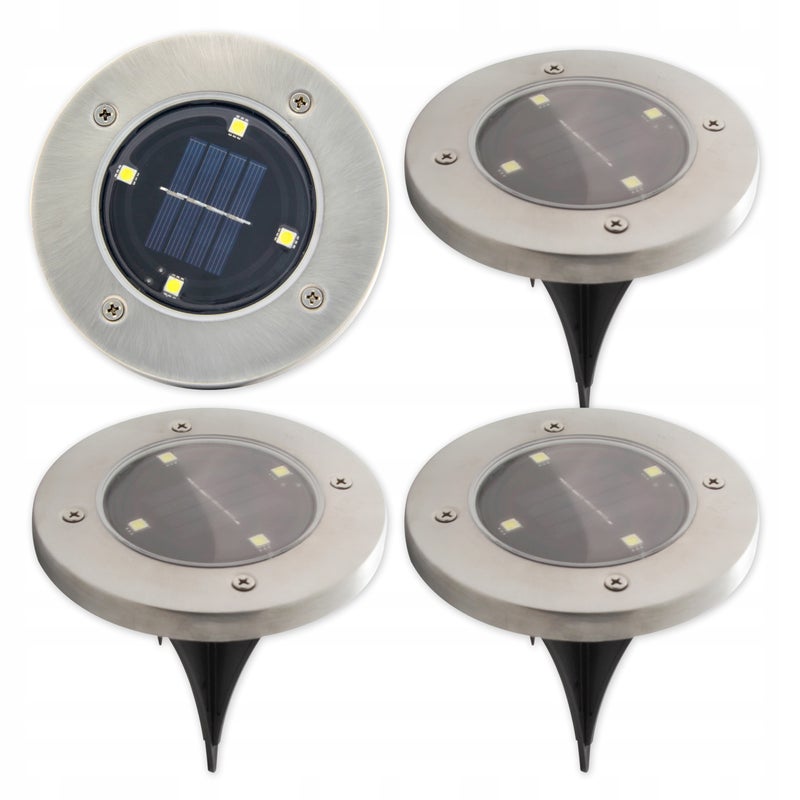 Lampa solarna LED 4szt ogrodowa wbijana 4xSMD IP54 5500-6000K zimna biel czujnik zmierzchu MasterLED