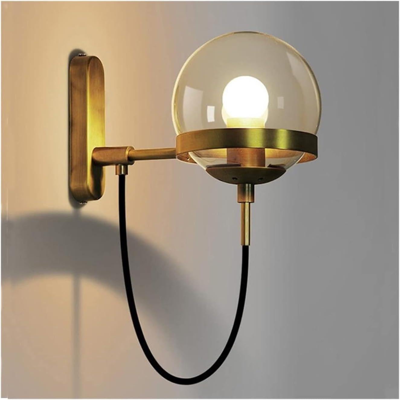 Nowoczesna nordycka lampa ścienna LED na schody, rustykalna, z kulistego szkła, do wnętrz, baru, na strych, taras, do kawiarni, salonu
