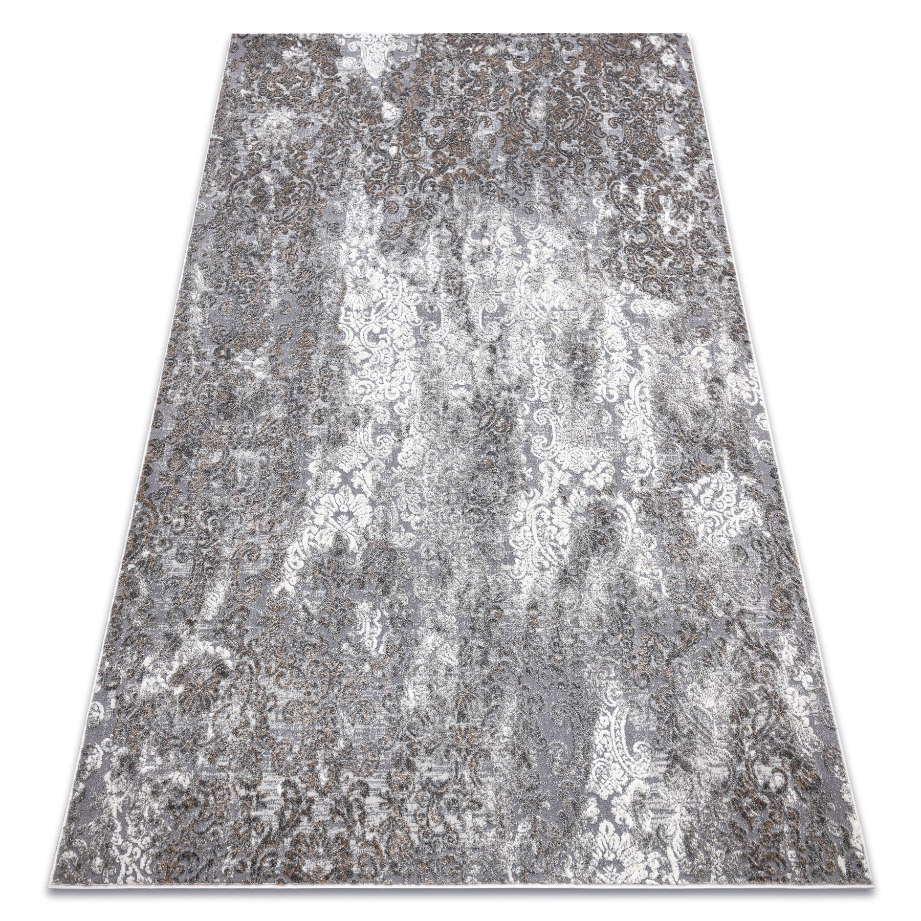 Dywan NOBLE nowoczesny 6773 45 Ornament vintage przecierany - Strukturalny, dwa poziomy runa szary 80x150 cm