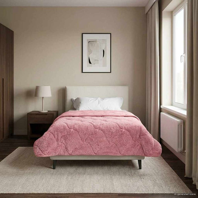 Zimowa Kołdra Różowy 140 x 220 cm Mikrofibra i Fleece Teddy vidaXL