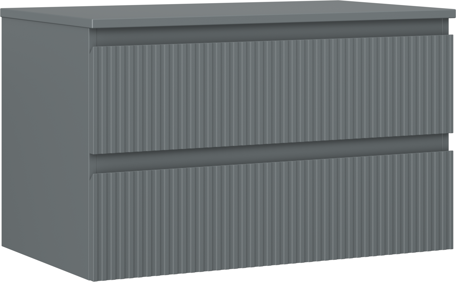 Mexen Rivel szafka łazienkowa podumywalkowa 80 cm z blatem, 2 szuflady, ryflowana , grafit mat - 91A20-08047-2-BFFC66