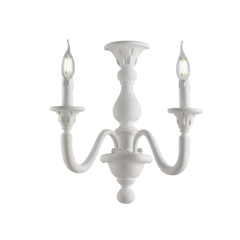 Applique in legno bianco shabby 2 luci H.41 - L.35 - P.21
