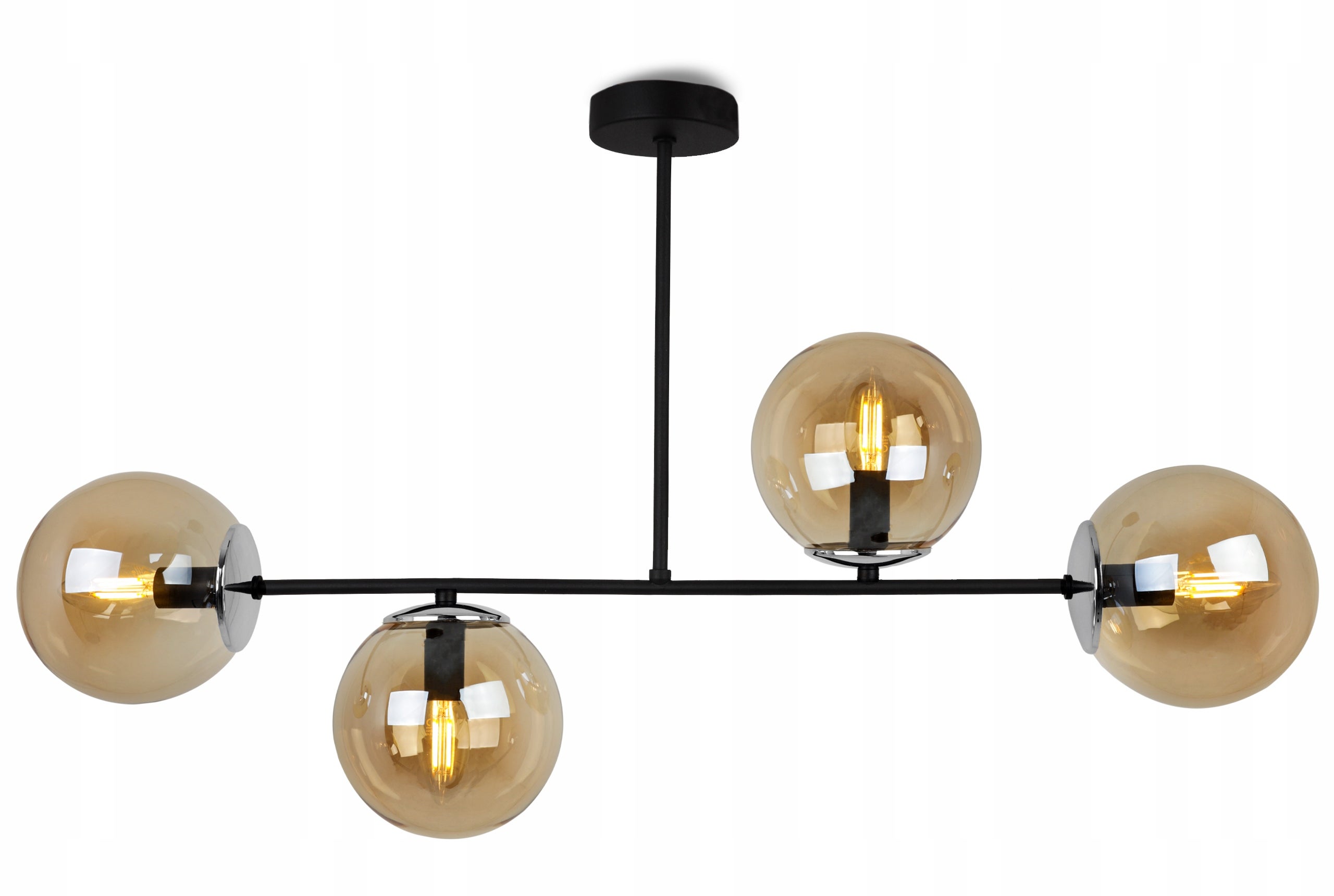 Lampa sufitowa wisząca Light Home LH Tulza 4x E14 40W klosz miodowy/czarny