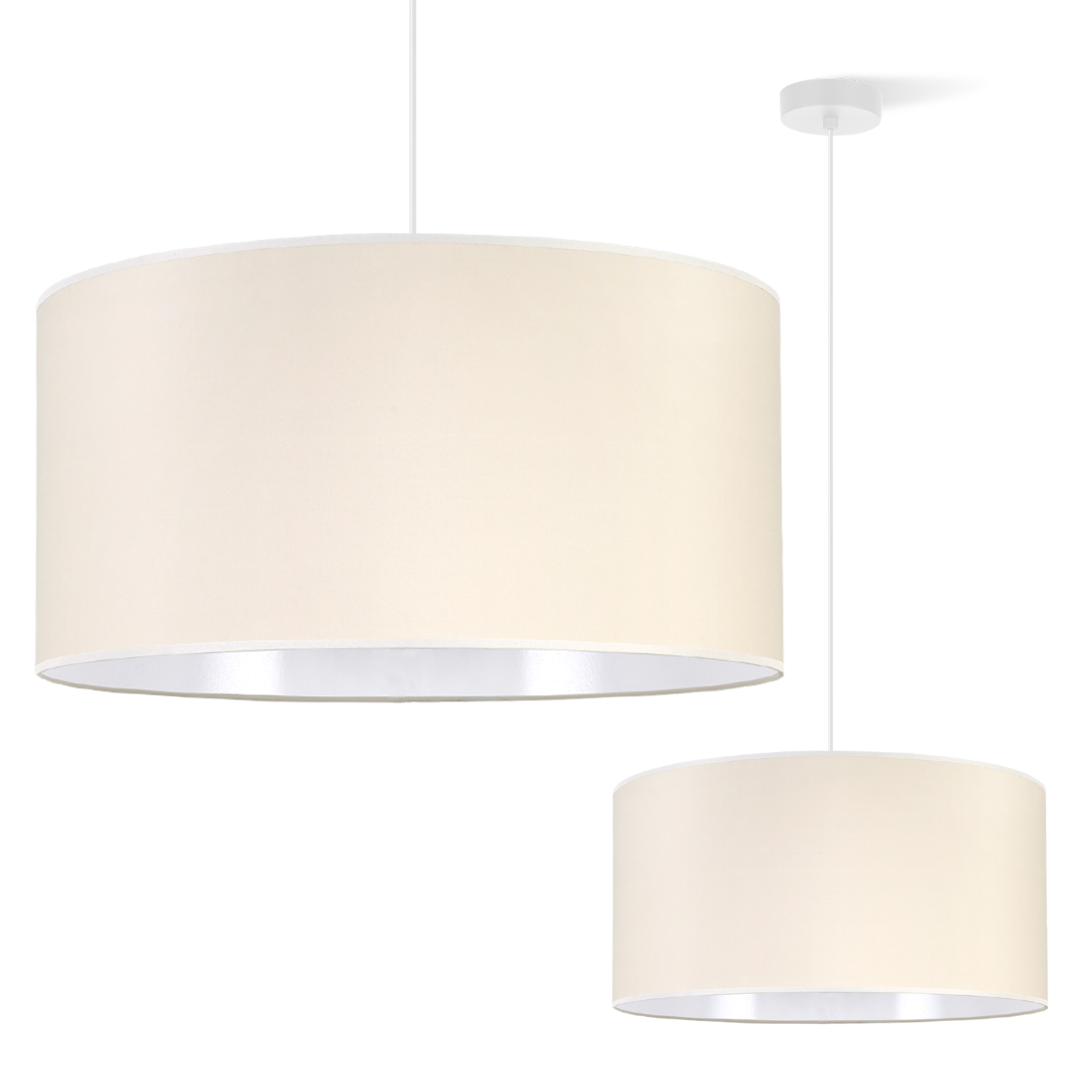 Lampa sufitowa wisząca biała Light Home LH Gaja 1xE27 abażur walec 44cm kremowy