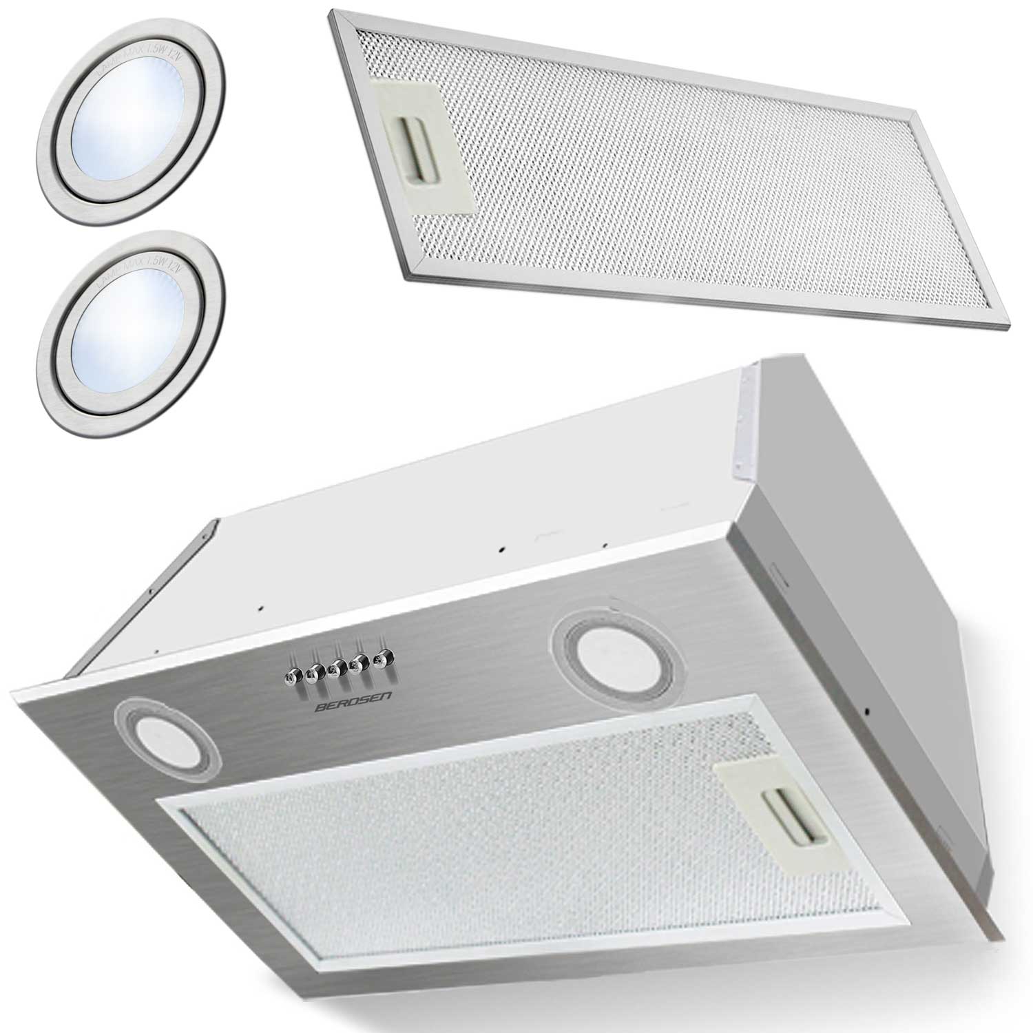 Okap kuchenny do zabudowy 60 cm Inox LED Berdsen