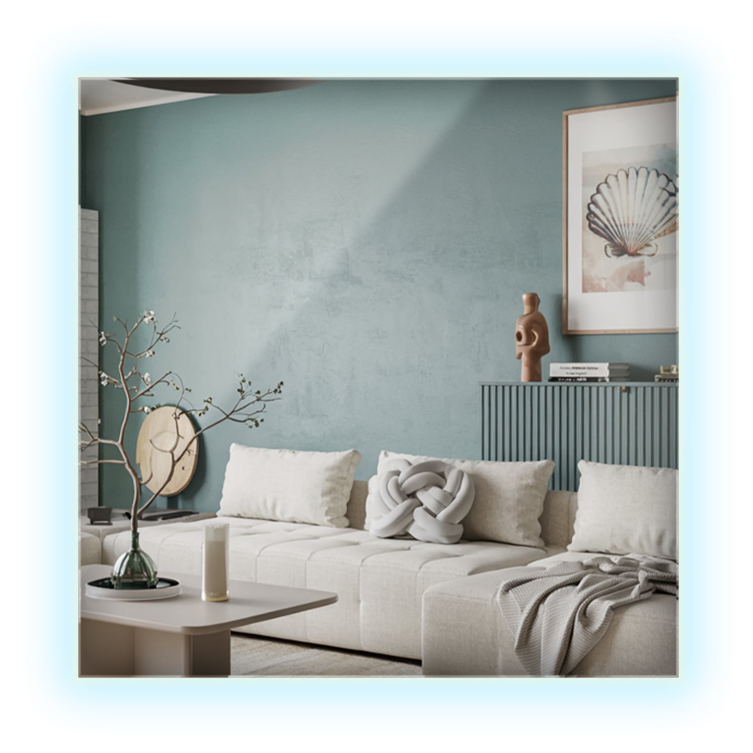 Lustro LED prostokątne 50×50 cm zimne światło ArtPrintCave, nowoczesne czyste lustro idealne do łazienek i jasnych minimalistycznych wnętrz