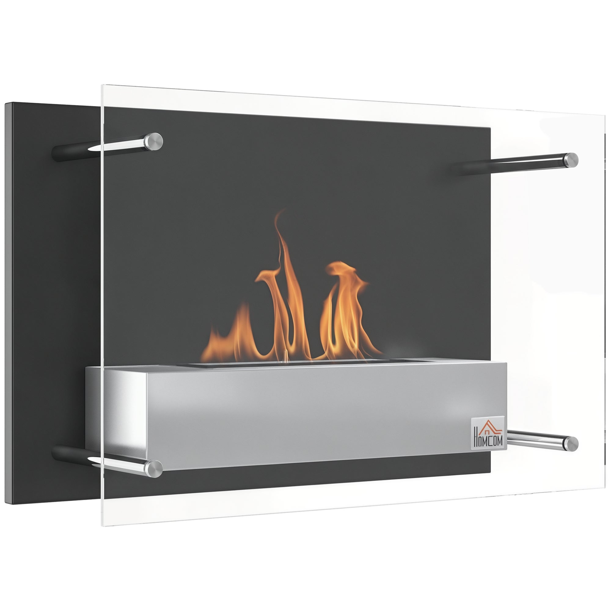 Wbudowany w ścianę biokominek z palnikiem 0,9 l, czas palenia ok. 3 godzin, 60 dł. x 22 szer. x 40 wys. cm, kolor czarny