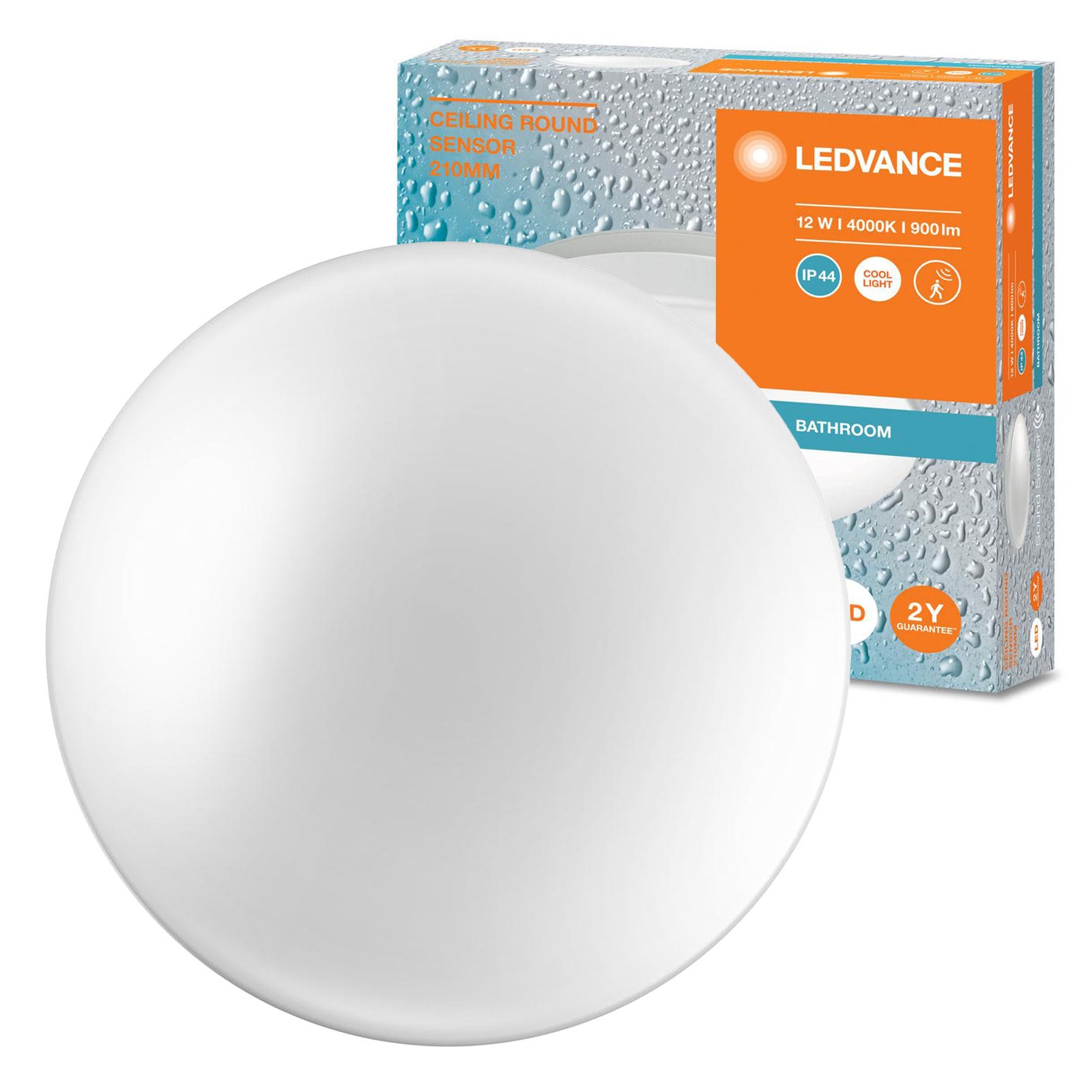 Plafon LED Czujnikiem Dźwięku IP44 12W 900lm Neutralna 4000K Lampa Sufitowa Natynkowa Biały Ledvance