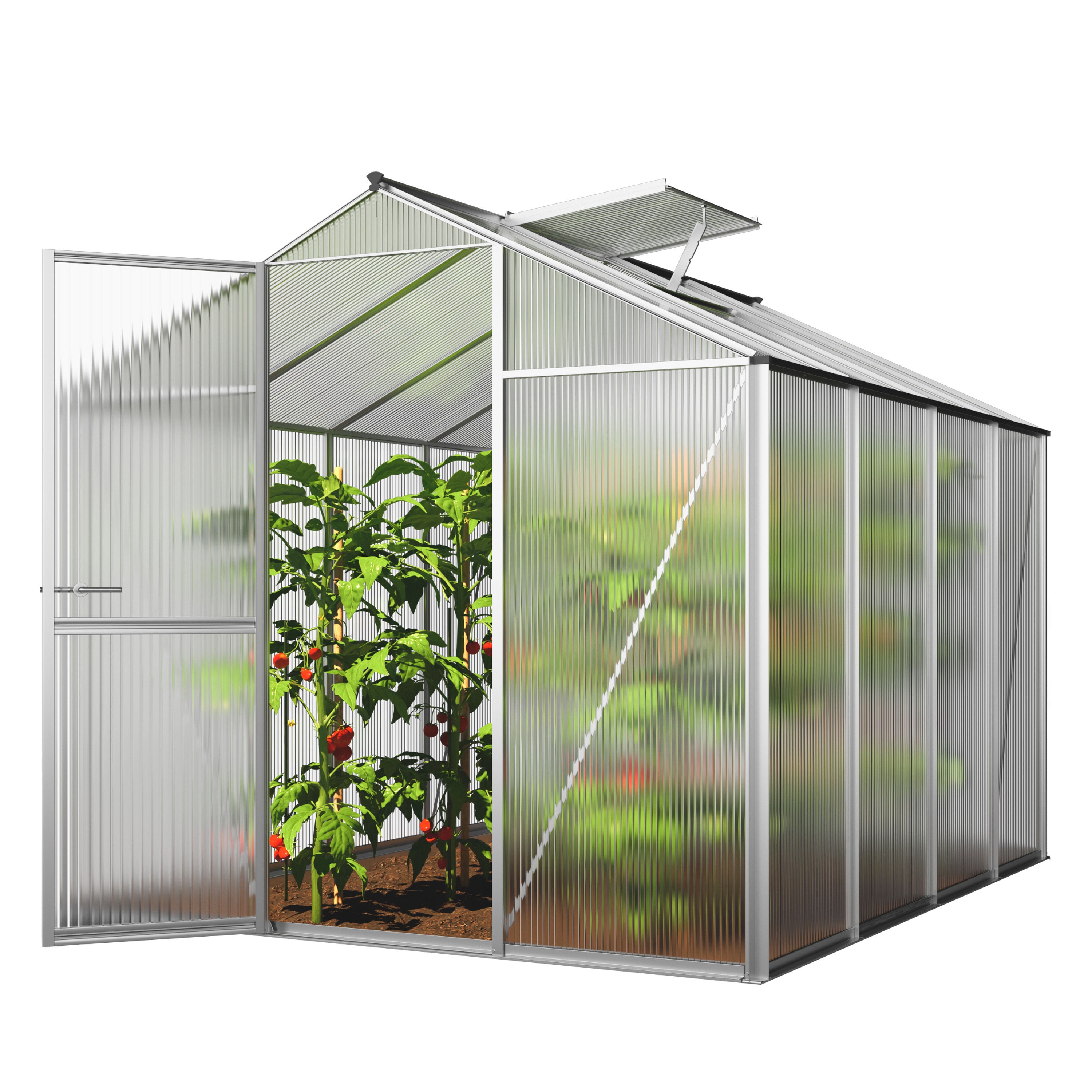 GFP szklarnia ECO 4 rama aluminiowa 192x256 cm - płytami poliwęglanowymi o grubości 8 mm