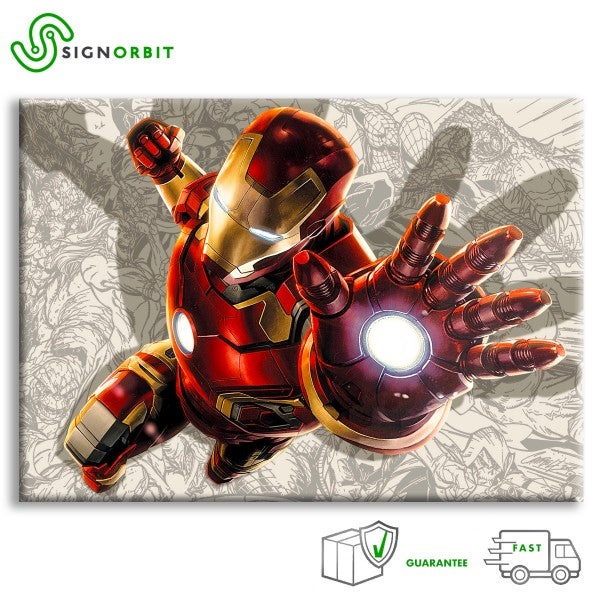 IRONMAN - Komiks - Obraz na płótnie na drewnianej ramie 100x70 cm