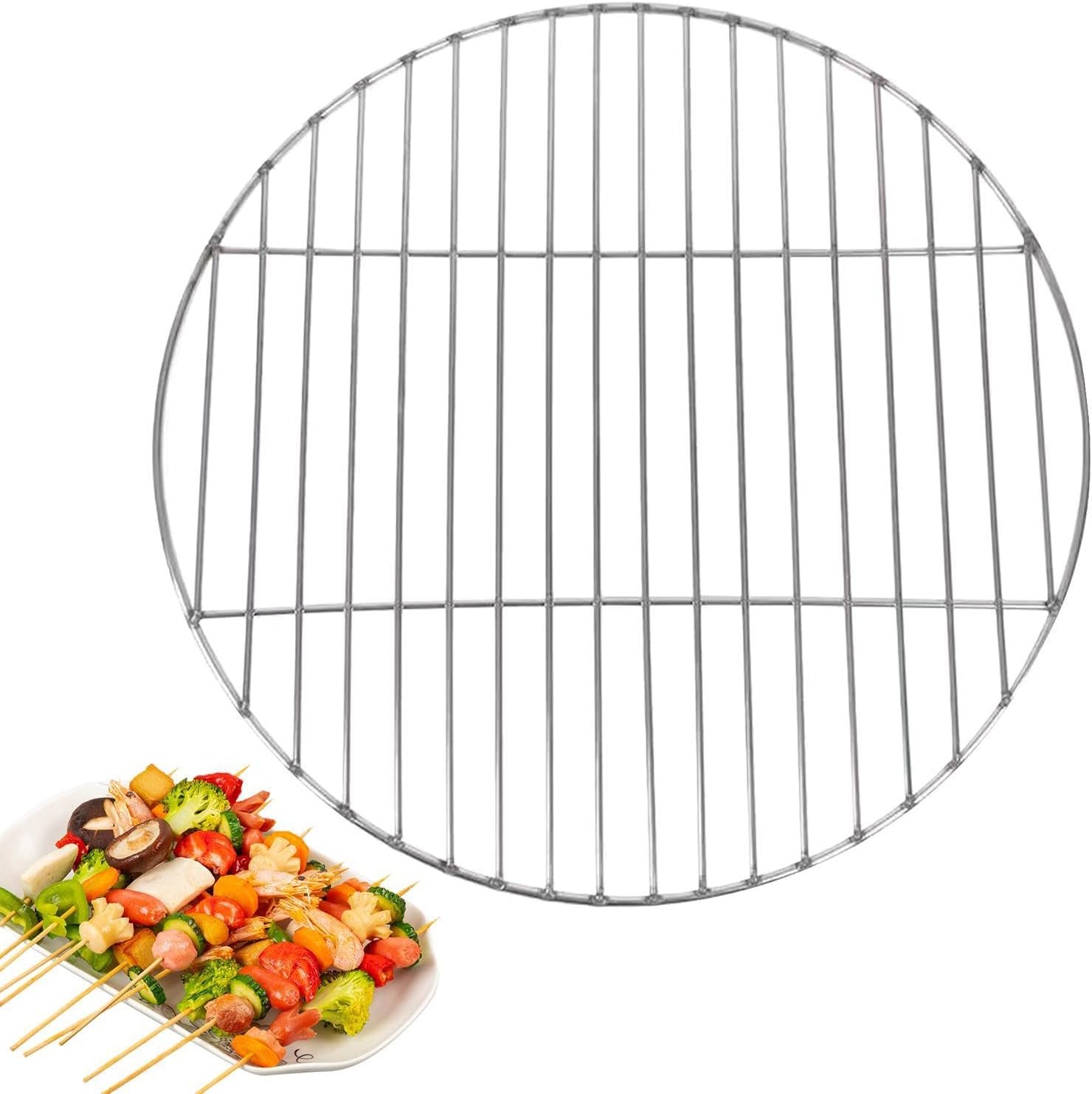 Ruszt do grillowania ze stali nierdzewnej - Okrągły grill z powierzchnią do grillowania ze stali nierdzewnej, 30 cm, do użytku na zewnątrz, w ogrodz