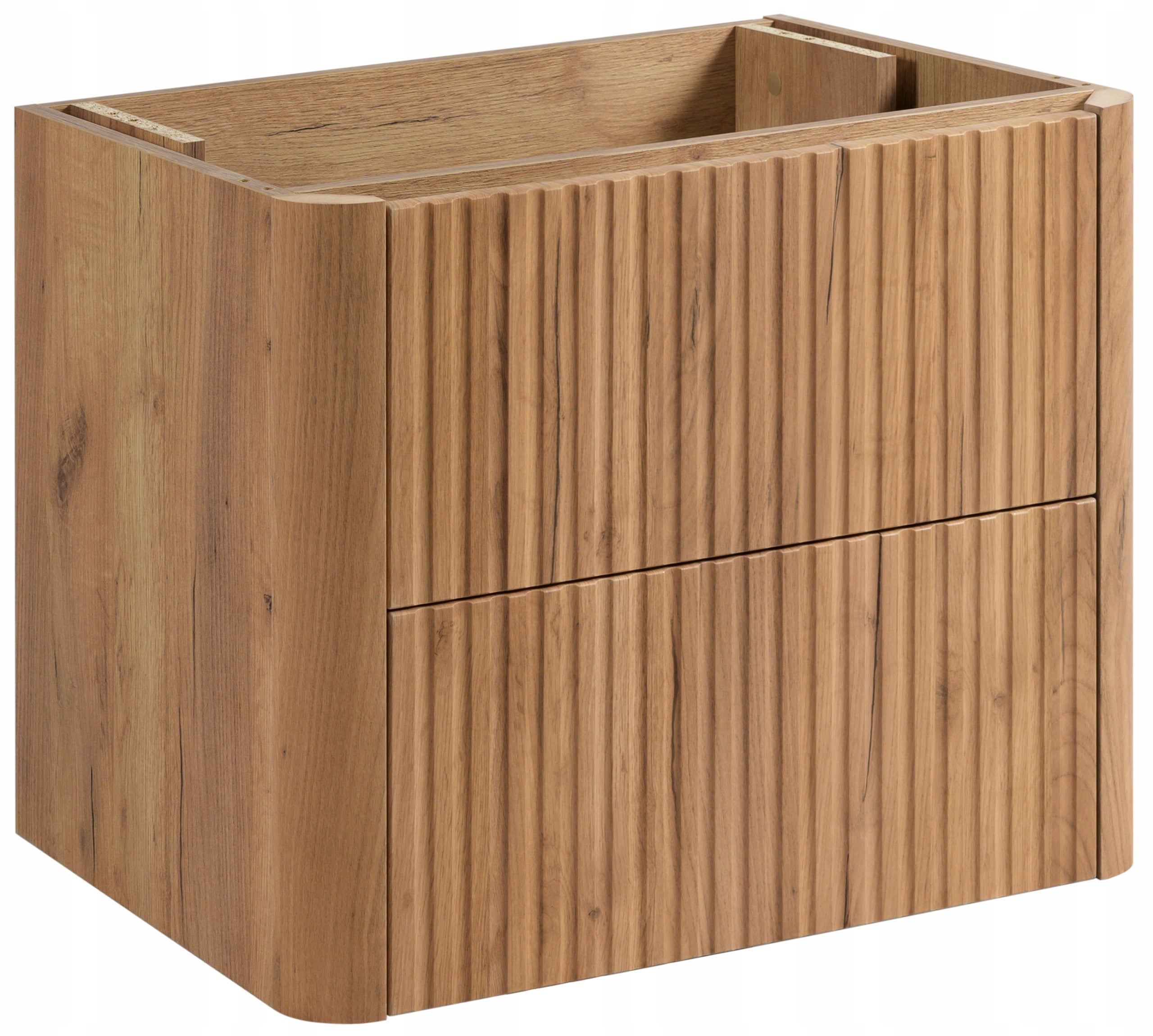 Szafka łazienkowa LINEA 60 cm dąb craft złoty ryflowana wisząca Push to Open