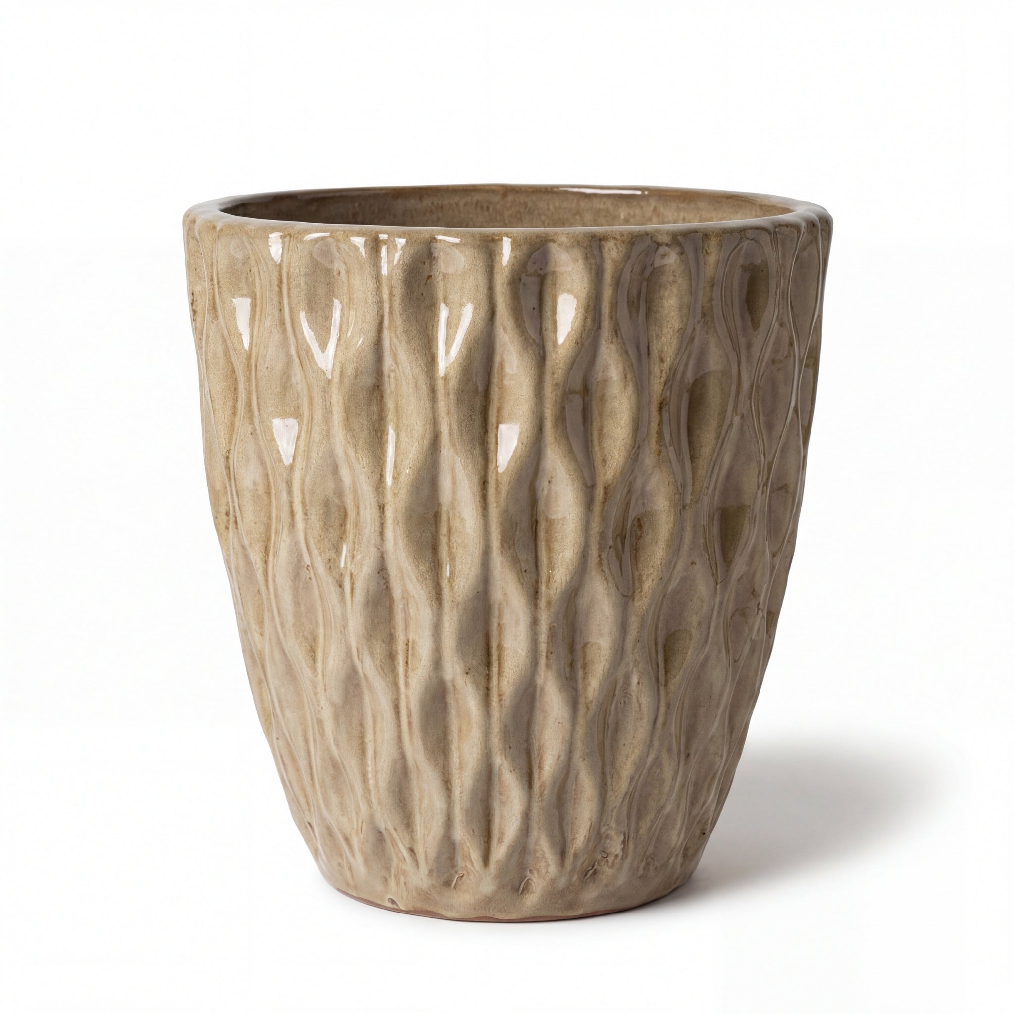 Donica ceramiczna Provencelia MONET Beżowy, sred.48 x H48 cm, mrozoodporna, rękodzieło, szkliwiona