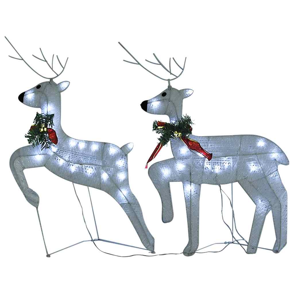 2x Renifer Świąteczny LED Biały 64 cm Zimna Biel 40 LED Zewnętrzny Świecący