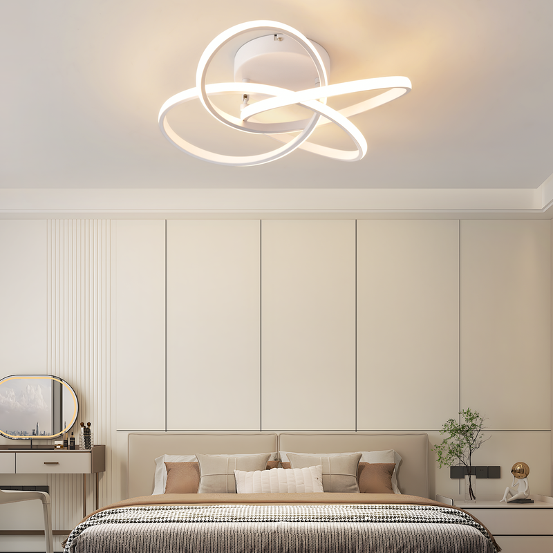 Lampa sufitowa LED NETTLIFE do sypialni – 28 W, 3000 K, ciepła biel, lampa do przedpokoju, nowoczesna lampa kuchenna, kwiat czterolistny
