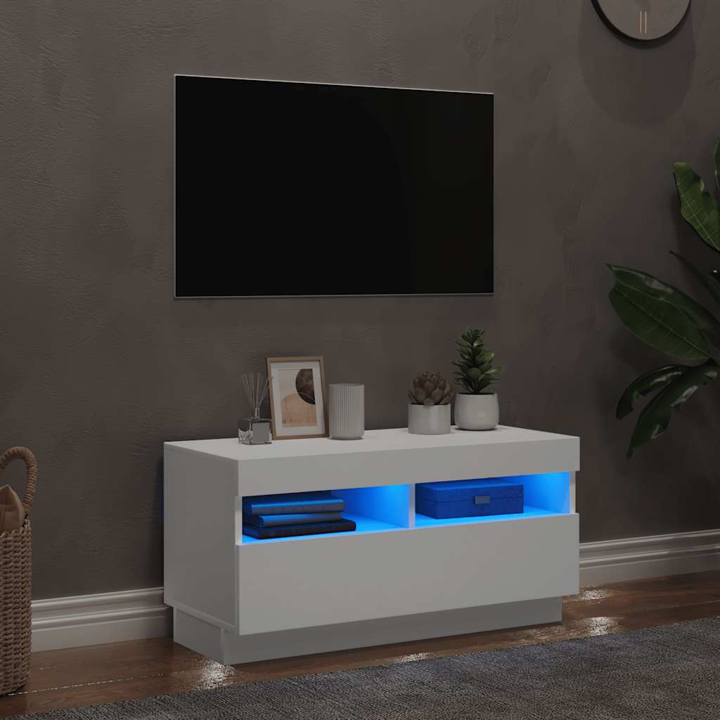 Meuble TV VidaXL 80x35x40 cm z RGB LED białe