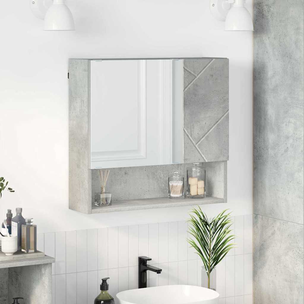 Szafka z lustrem z drzwiami Betonowy szary 59 x 17 x 55 cm vidaXL