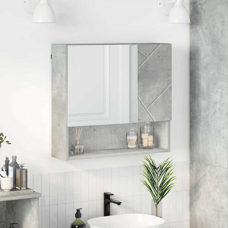 Szafka z lustrem z drzwiami Betonowy szary 59 x 17 x 55 cm vidaXL
