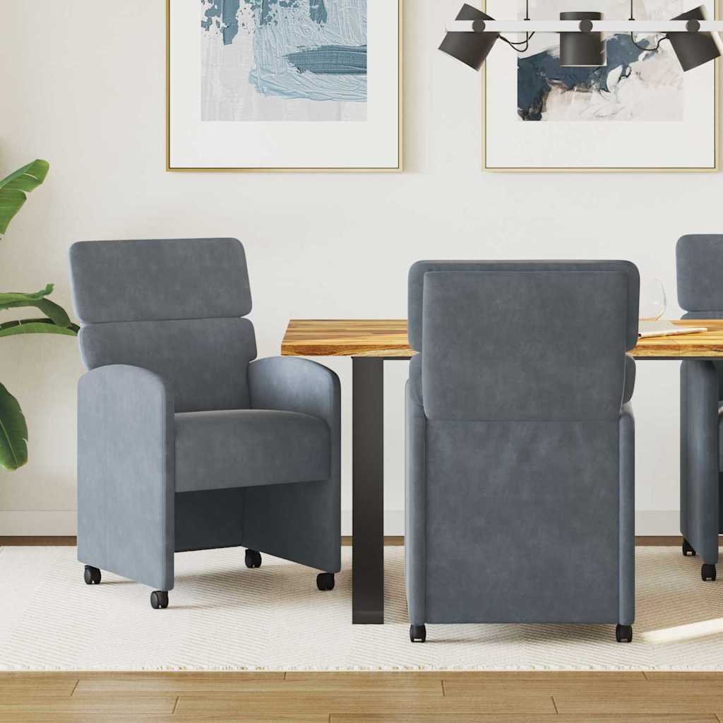 Krzesełka jadalne na kółkach 2 pcs ciemno szary 58 x 65 x 98 cm vidaXL