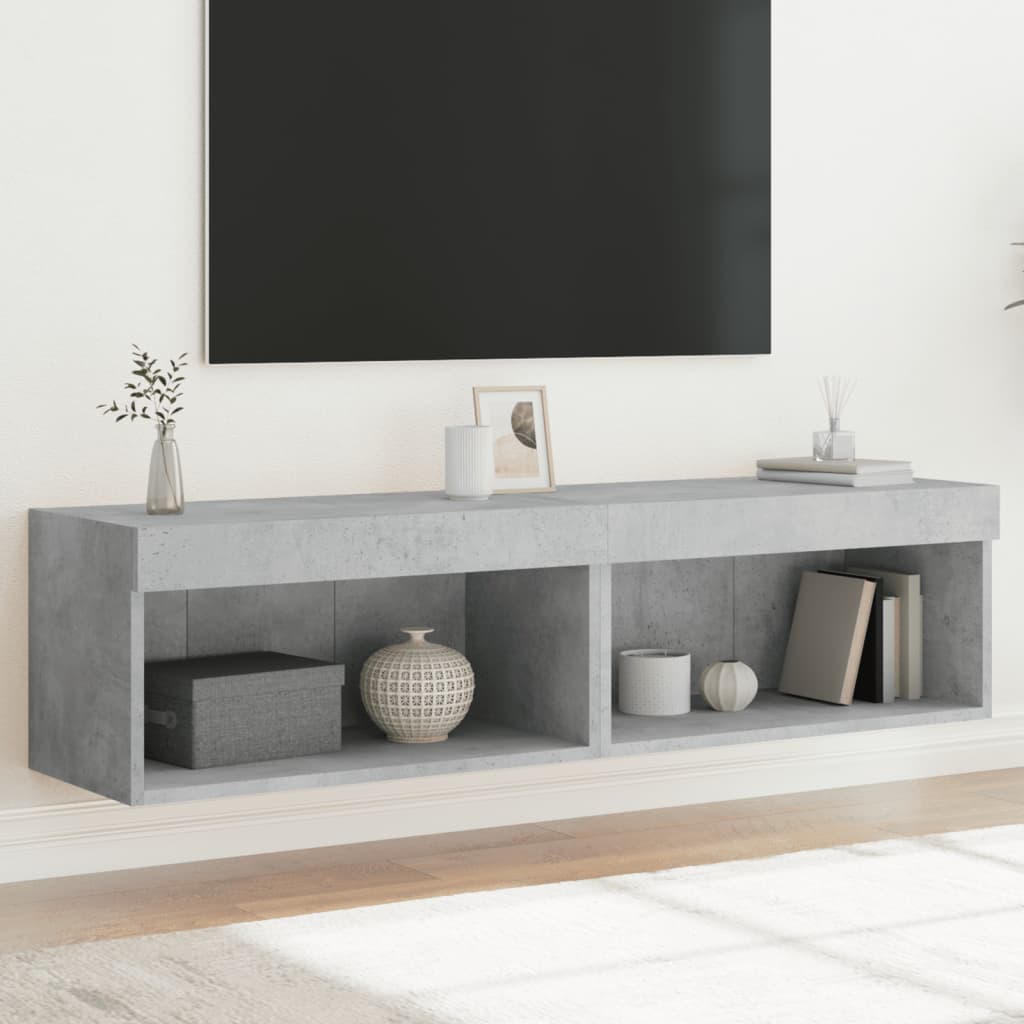 vidaXL Szafki TV, z LED, 2 szt., szarość betonu, 60x30x30 cm