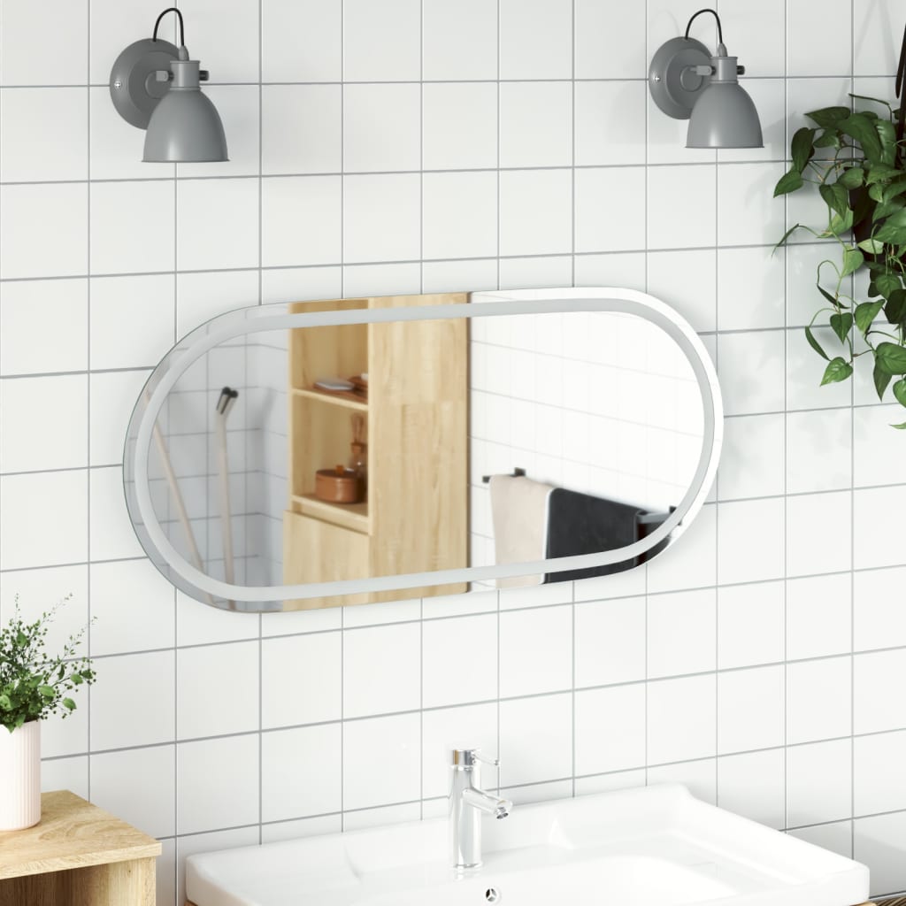 vidaXL Lustro łazienkowe z LED, 100x45 cm, owalne