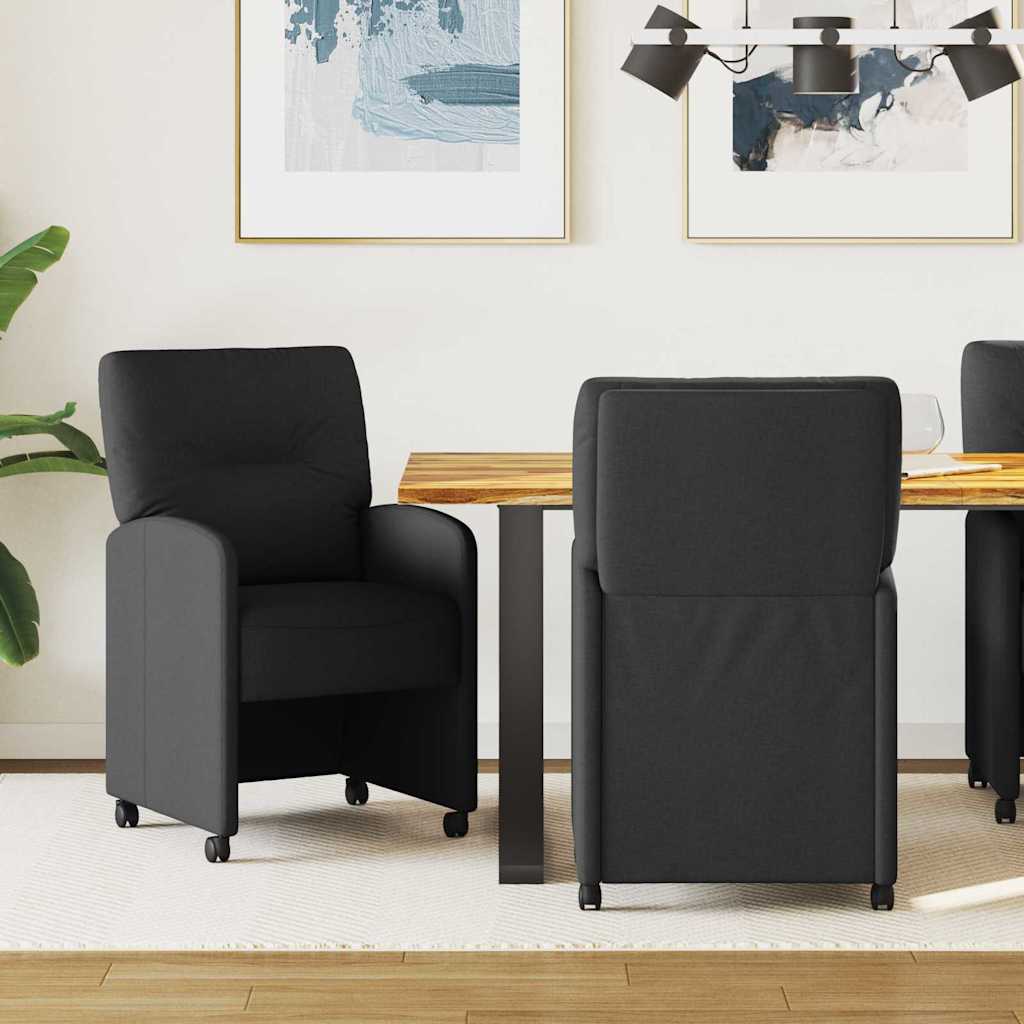 Krzesełka jadalne na kółkach 2 pcs Czarny 57 x 67 x 95 cm vidaXL