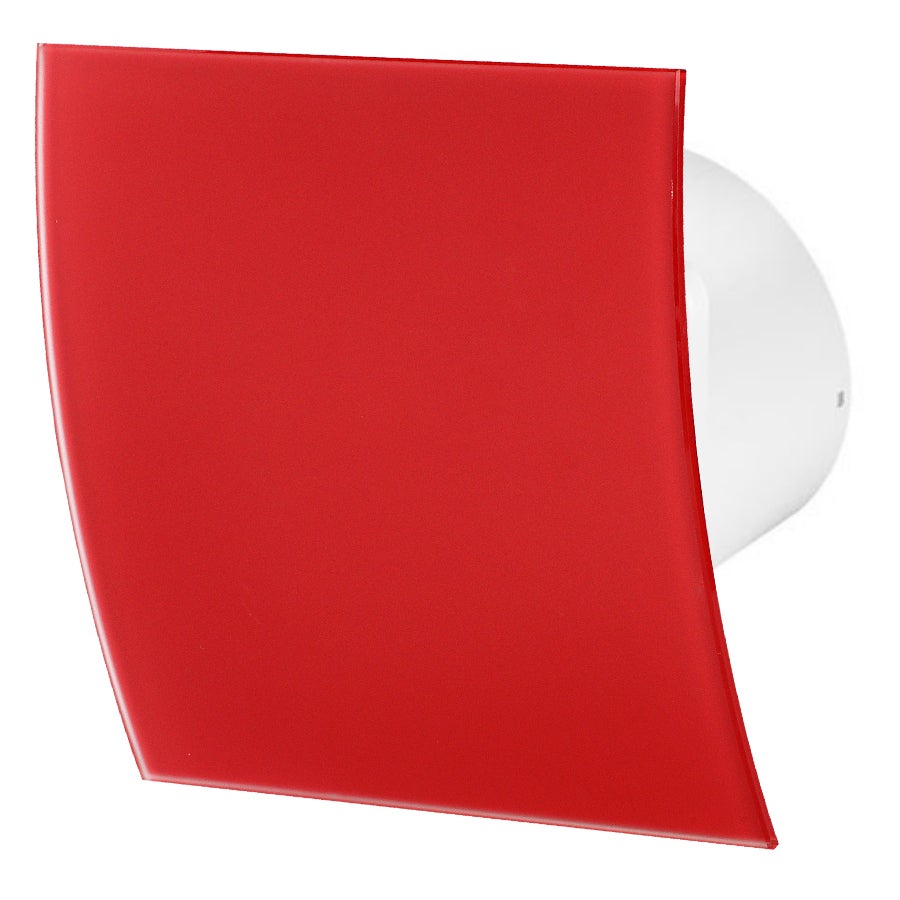 Wentylator łazienkowy 100 mm standard, front Escudo szklany czerwony matowy