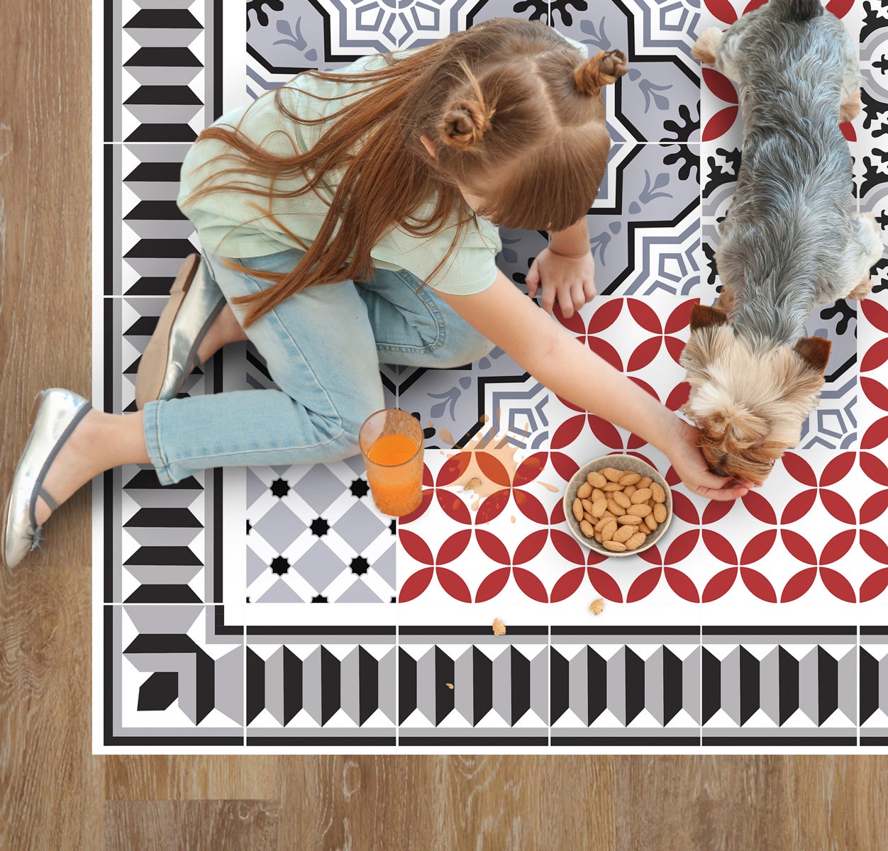 Dywan winylowy Scarlett 133x200 cm - antypoślizgowa wykładzina PVC do kuchni lub salonu, zmywalna, wodoodporna, w stylu hydraulicznym