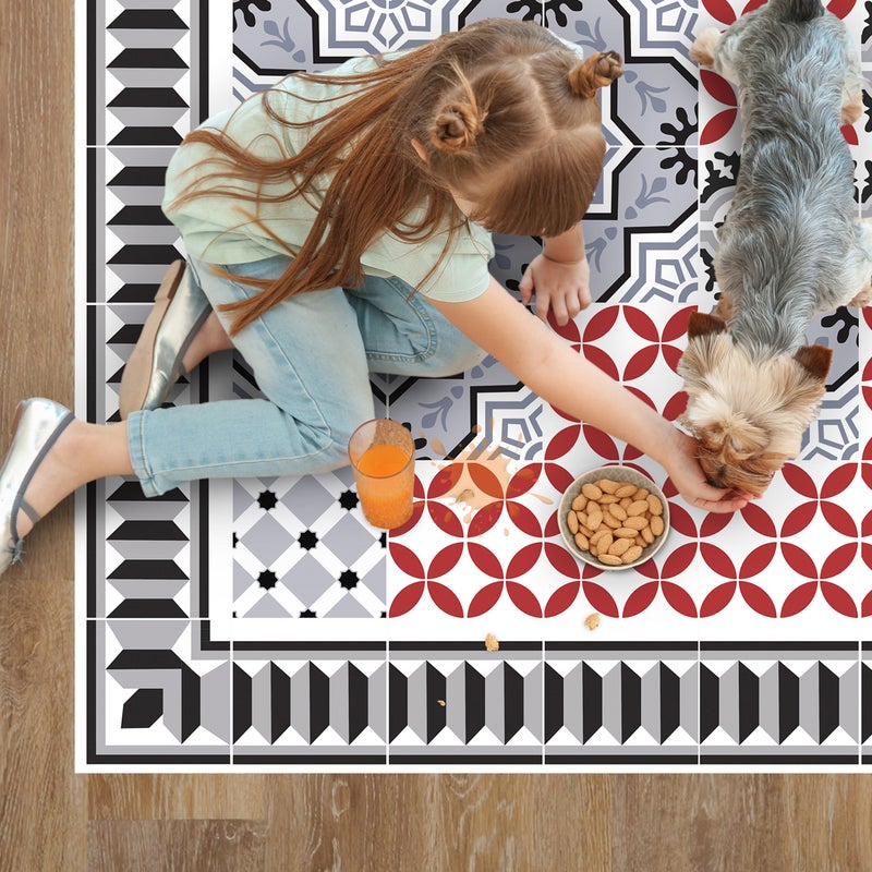 Dywan winylowy Scarlett 133x200 cm - antypoślizgowa wykładzina PVC do kuchni lub salonu, zmywalna, wodoodporna, w stylu hydraulicznym