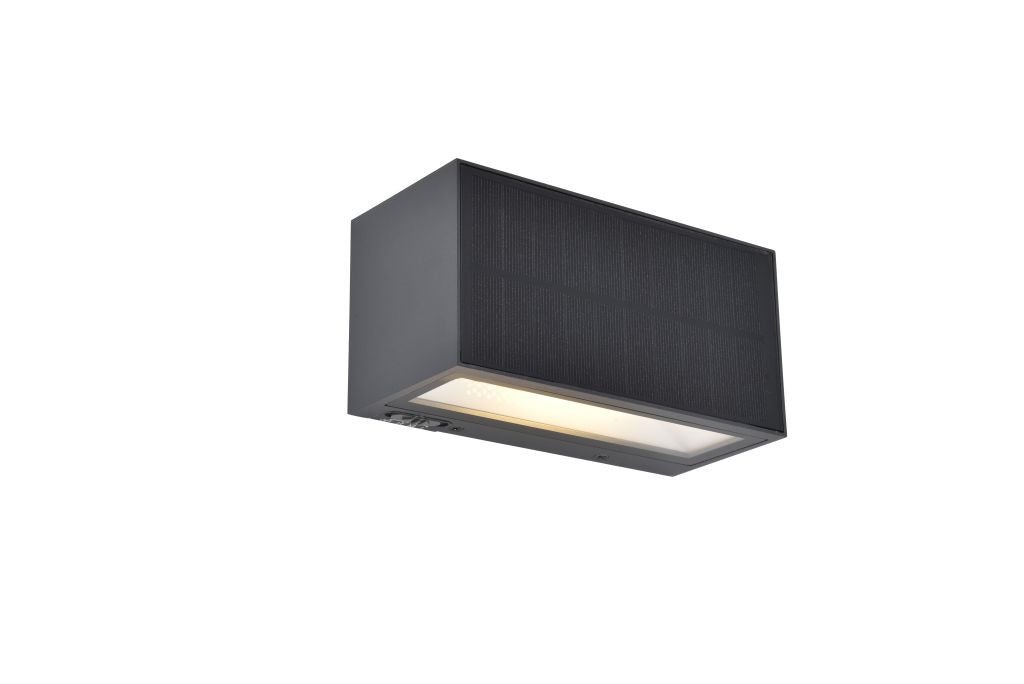 Kinkiet solarny INKA o wyrafinowanym wzornictwie z antracytowym panelem solarnym 9W 3000K