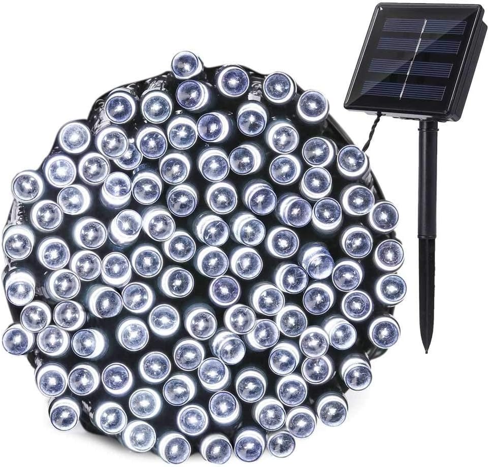 Zewnętrzna lampa solarna w formie girlandy LED wodoodporna świąteczna girlanda świetlna trybów świecenia lampki dekoracyjne do ogrodu biała